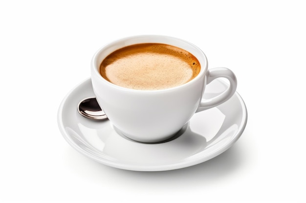 Eine Tasse isolierter Espresso-Kaffee, ein Schuss Energie in einem 32-Aspekt-Verhältnis