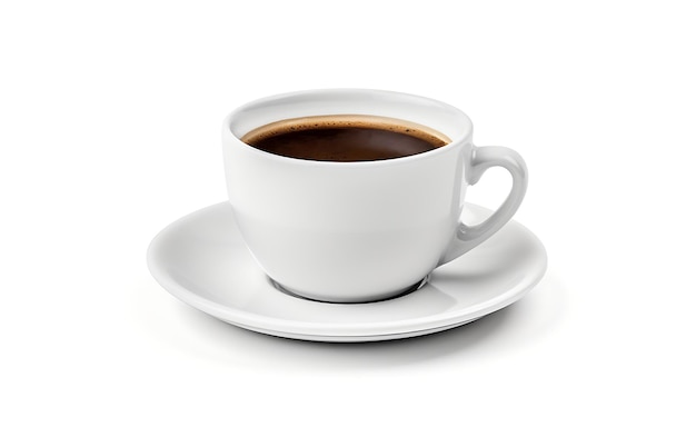 Eine Tasse Kaffee auf weißem Hintergrund