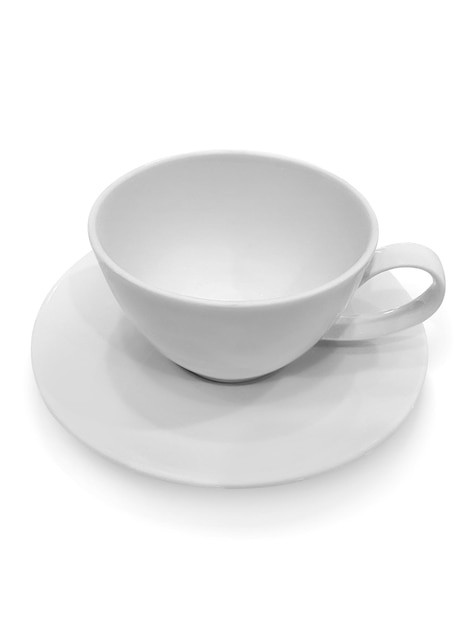 Eine Tasse Kaffee auf weißem Hintergrund