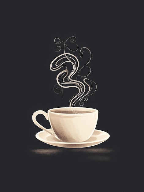 Eine Tasse Kaffee, aus der Dampf austritt
