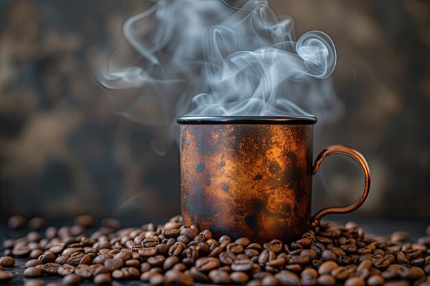 Eine Tasse Kaffee, in der Kaffee in einem Café gebraut wird