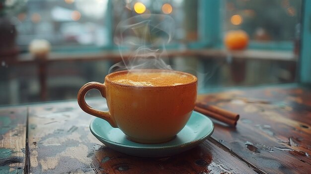 eine Tasse Kaffee mit Dampf, der daraus kommt