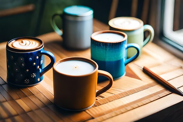 Eine Tasse Kaffee mit dem Wort Tee darauf