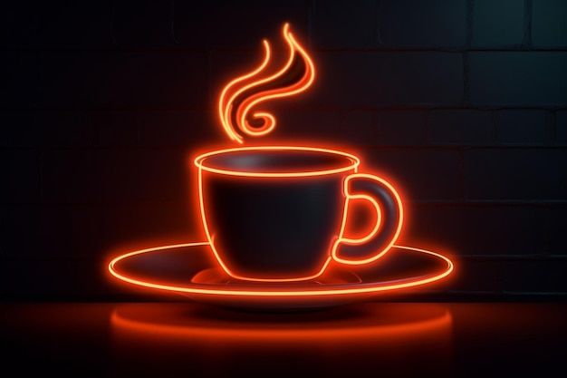 eine Tasse Kaffee mit einem roten Licht darauf