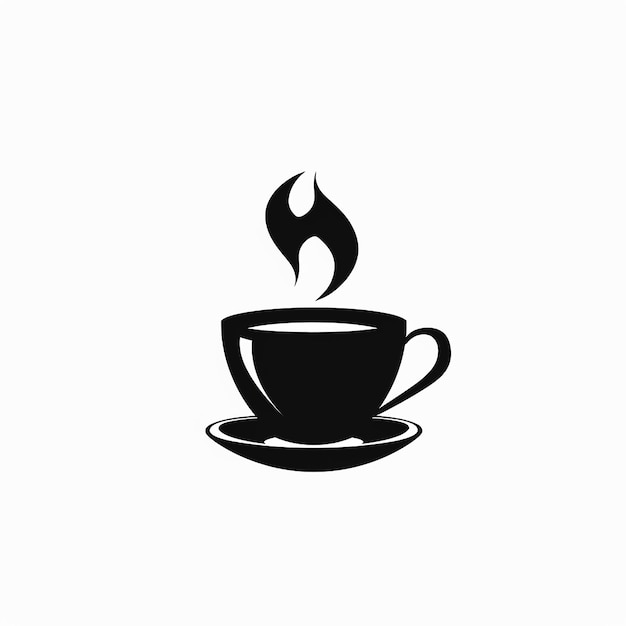 eine Tasse Kaffee mit einer Flamme drauf
