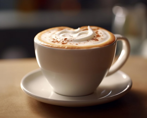 Foto eine tasse kaffee mit liebesform