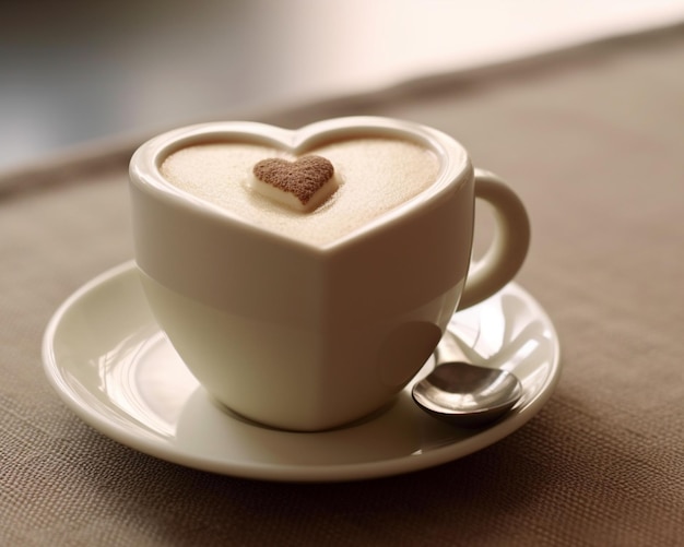 Eine Tasse Kaffee mit Liebesform