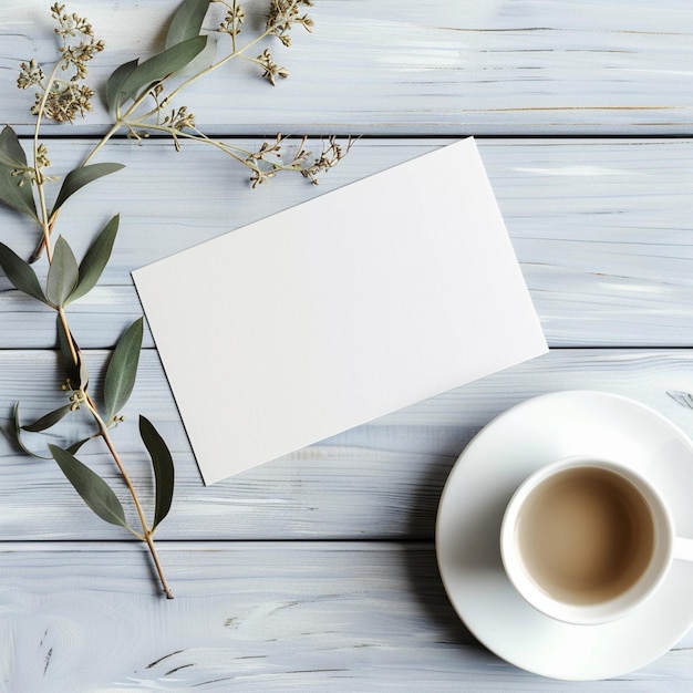 eine Tasse Kaffee und eine Blume auf einem Tisch