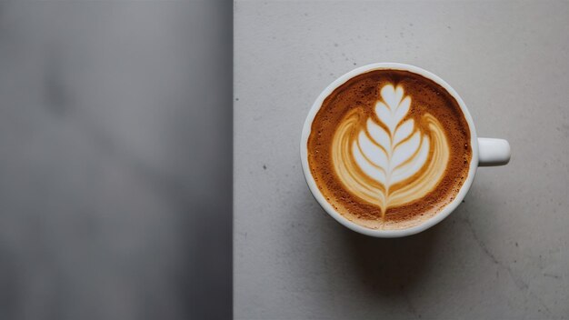 Eine Tasse Latte isoliert auf grauem Hintergrund