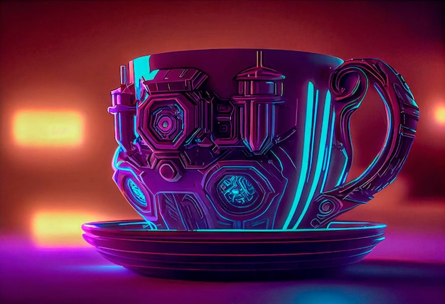 Eine Tasse mit Steampunk-Design