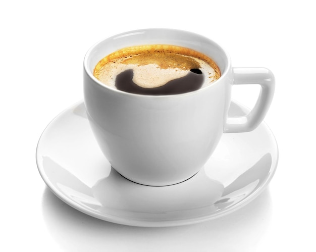 Eine Tasse schmackhafter Kaffee, isoliert auf Weiß