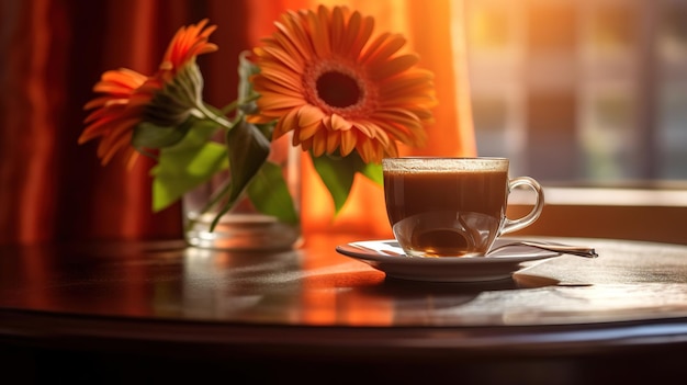 Eine Tasse Tee auf der Fensterbank