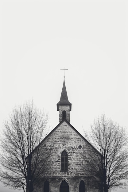 Foto eine tempelkirche in schwarz-weißen farben