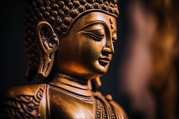 Eine thailändische Buddha-Statue sitzt und meditiert im buddhistischen Tempel. Der alte thailändische Buddha steht vor dem Vesak-Tag