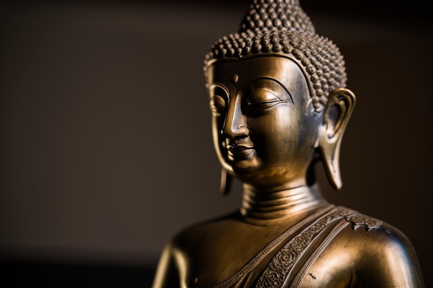 Eine thailändische Buddha-Statue sitzt und meditiert im buddhistischen Tempel. Der alte thailändische Buddha steht vor dem Vesak-Tag