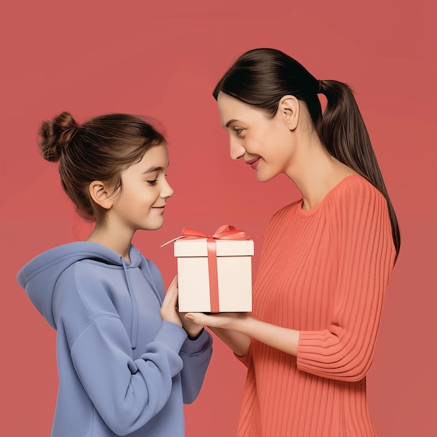 Foto eine tochter schickt ihrer mutter an muttertag geschenke