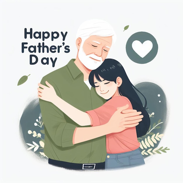 Eine Tochter umarmt ihren Vater und wünscht ihm einen glücklichen Vatertag
