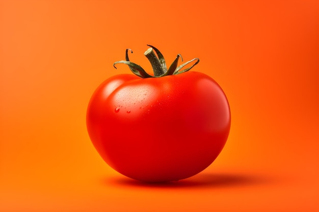 Eine Tomate auf orangefarbenem Hintergrund