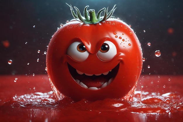 eine Tomate mit einem lächelnden Gesicht darauf