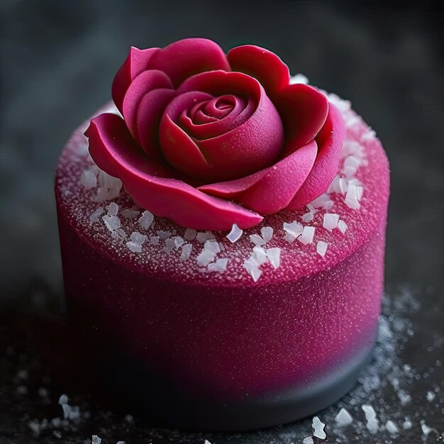 Eine Torte mit einer Rose darauf