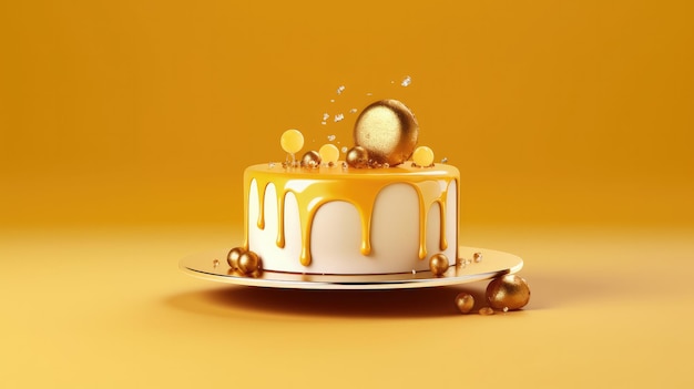 Eine Torte mit gold-weißer Glasur