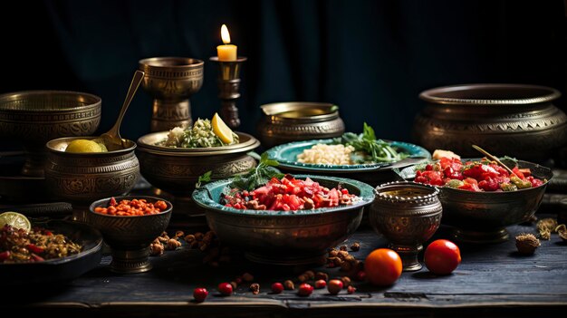 Eine traditionelle indische Pulao-Schüssel mit Gemüse und Gewürzen