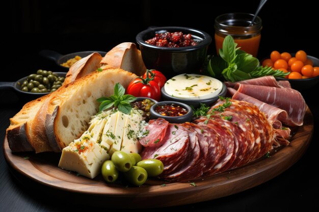 Eine traditionelle italienische Antipasti-Platte mit einer Auswahl an Wurstwaren und Käse