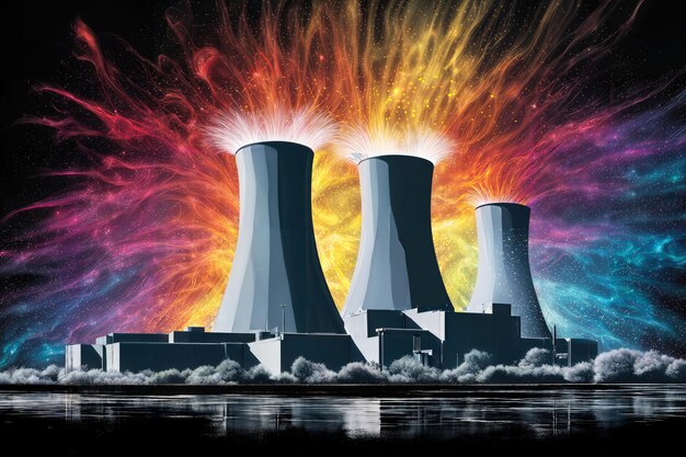 Foto eine traumhafte darstellung eines kernkraftwerks