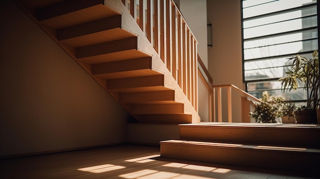 Eine Treppe mit einem Fenster im Hintergrund