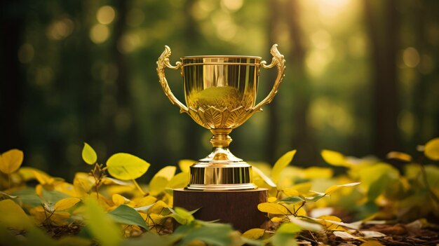 Foto eine trophäe mit der goldenen trophäi oben