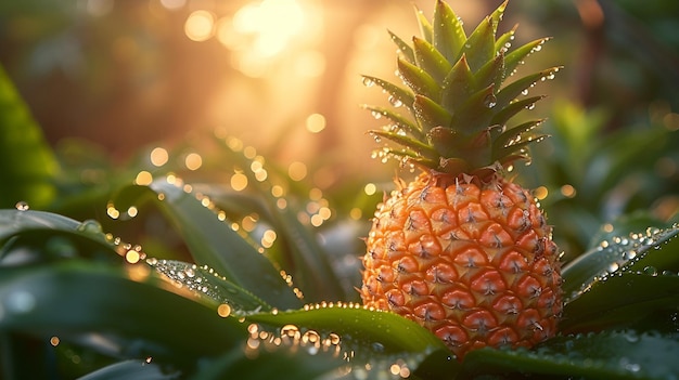 Eine tropische Freude von einer Ananas mit Tautropfen KI generieren Illustration