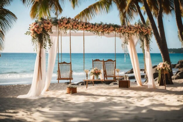 eine tropische Hochzeit am Strand