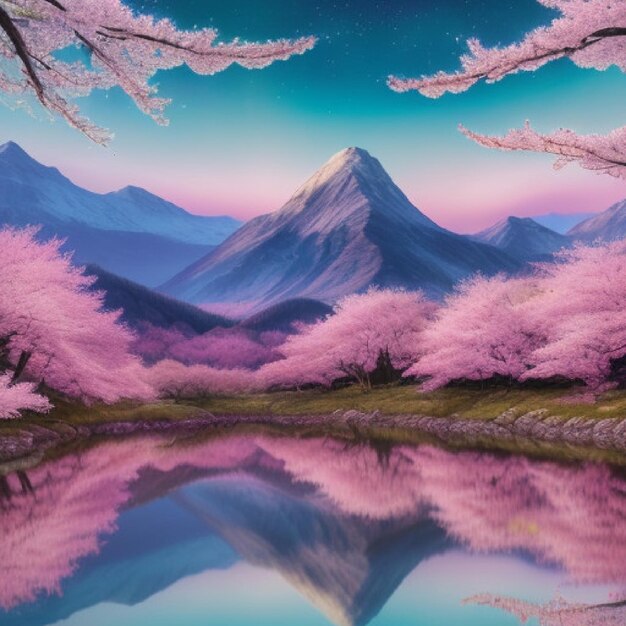 eine typische Landschaft des Frühlings in Japan Kirschblüten blühen