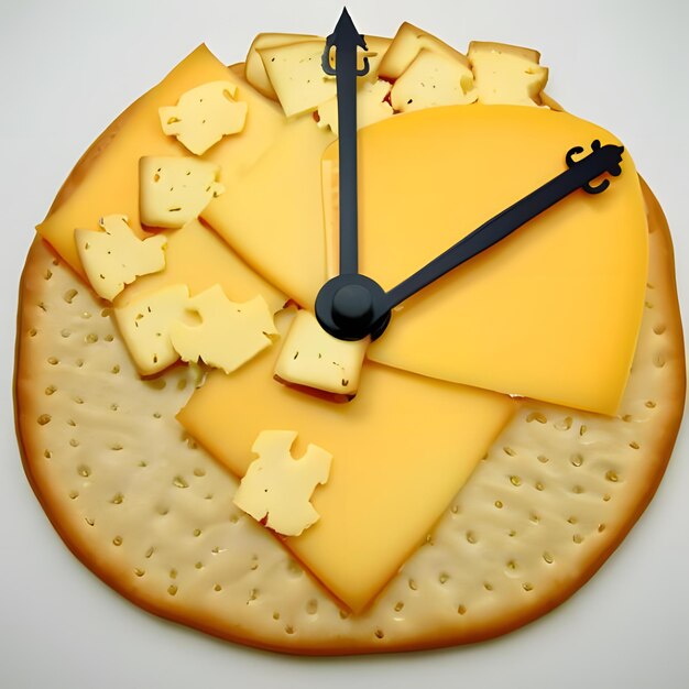 Foto eine uhr aus käse und crackern