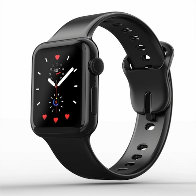 eine Uhr mit einem schwarzen Band, auf dem steht Watch