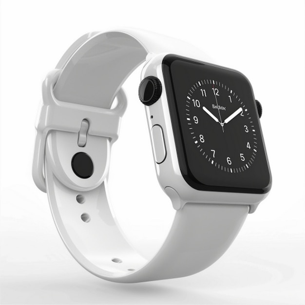 eine Uhr mit einem schwarzen Gesicht und einem weißen Band mit dem Wort neues auf dem Gesicht