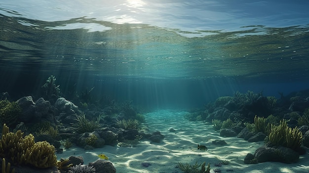 eine Unterwasserperspektive des sandigen Meeresbodens