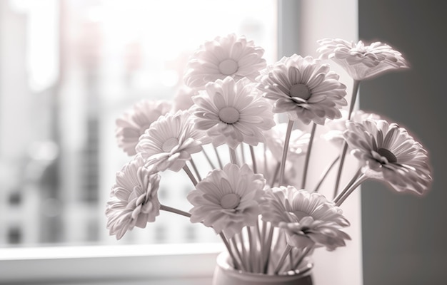 Eine Vase mit Blumen darauf, auf der steht: „Ich liebe Blumen“