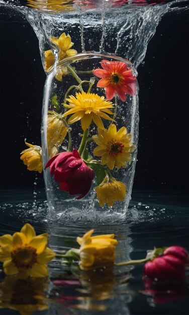 Foto eine vase mit blumen darin und das wort vase darauf