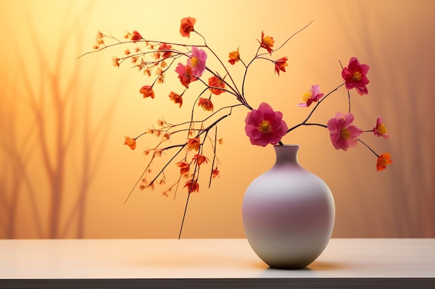 Foto eine vase mit blumen drin