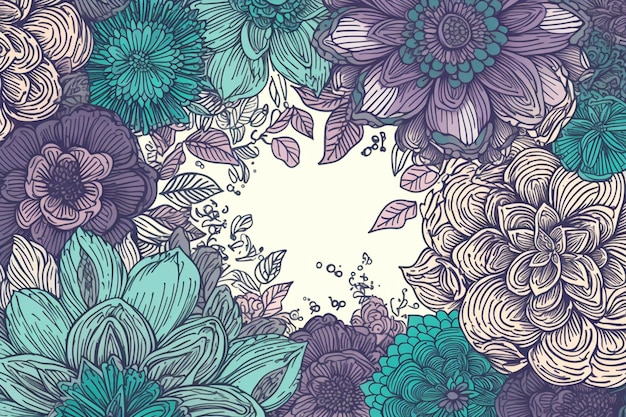 Eine Vektorillustration eines floralen Hintergrunds mit einem Rahmen für Text.