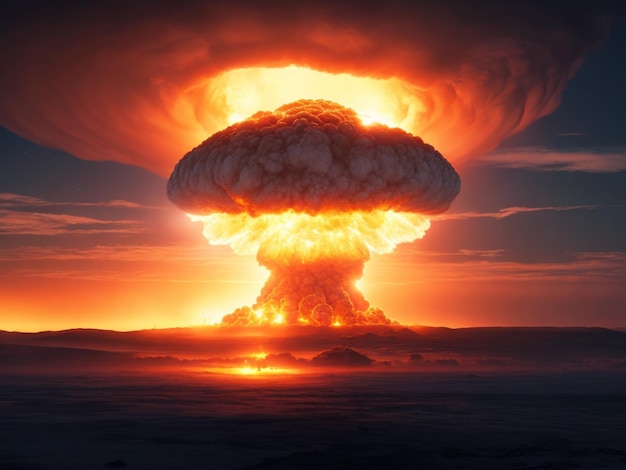 Eine verheerende Atomexplosion erzeugt mehrere Pilzwolken