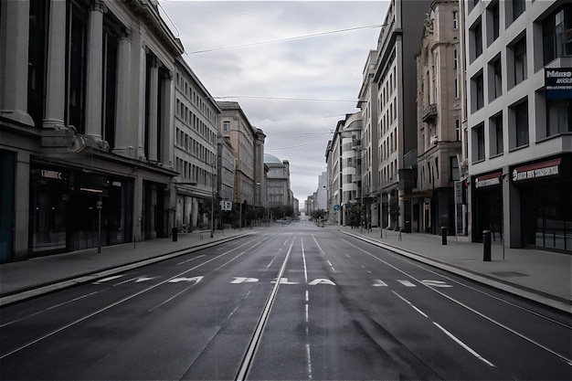 Eine verlassene Straße im Stadtzentrum