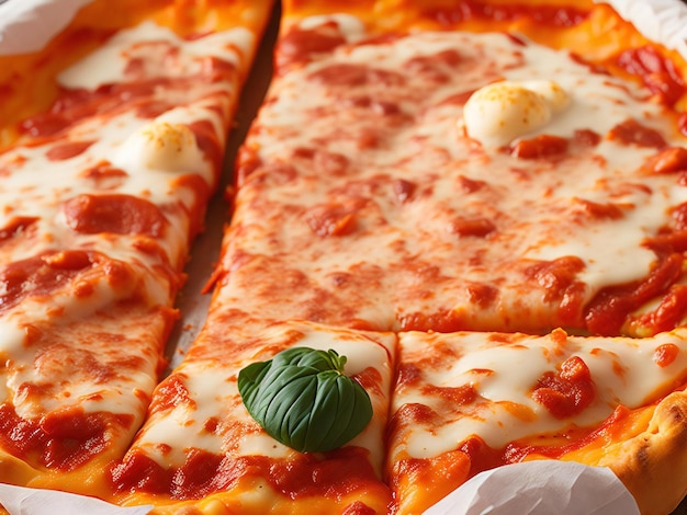Eine verlockende Nahaufnahme einer frisch gebackenen italienischen Pizza