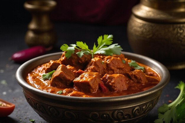 Foto eine verlockende schüssel vegetarischer rogan josh