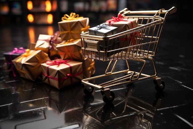 Eine vielfältige Auswahl an Black Friday-Goodies in den vertrauenswürdigen Einkaufswagen der Käufer