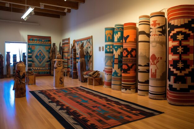 Eine Vielzahl von Navajo-Teppichdesigns, die zusammen mit generativer KI erstellt wurden