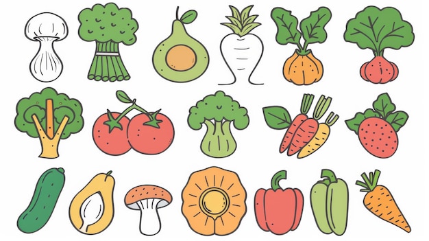 Eine Vielzahl von vegetarischen Lebensstilen in einem flachen Designstil Moderne Illustration in einem minimalistischen Stil