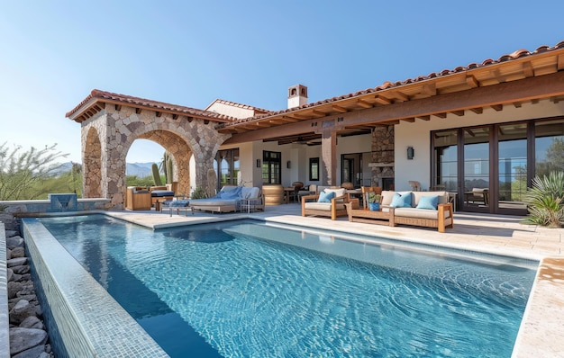 Eine Villa in Arizona mit Pool und Loungebereich