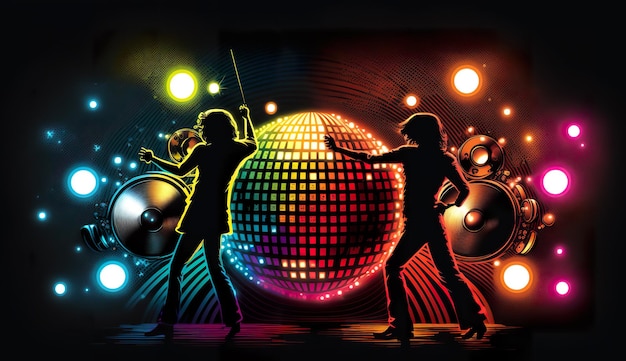 Foto eine vintage-disco-tanzparty wird generiert